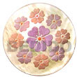 Handmade round 40mm MOP w/ handpainted design - floral/embossed Hand Painted Pendant