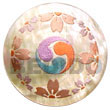 Handmade round 40mm MOP w/ handpainted design - embossed Hand Painted Pendant