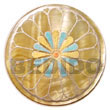 Handmade round 40mm MOP w/ handpainted design - floral/embossed Hand Painted Pendant