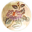 Handmade round 40mm MOP w/ handpainted design - floral/embossed Hand Painted Pendant