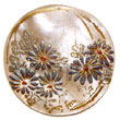 Handmade round 40mm hammershell w/ handpainted design - floral/embossed Hand Painted Pendant