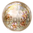 Handmade round 40mm hammershell w/ handpainted design - floral/embossed Hand Painted Pendant