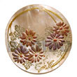Handmade round 40mm hammershell w/ handpainted design - floral/embossed Hand Painted Pendant