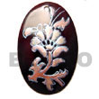 Handmade oblong black tab 40mm  w/ handpainted design Hand Painted Pendant