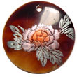 Handmade round 40mm black tab w/ handpainted design - Hand Painted Pendant