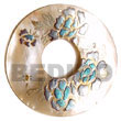 Handmade round 50mm hammershell donut w/ handpainted design - Hand Painted Pendant