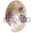 wood bangles oval 50mm hammershell w/ handpainted design - floral/embossed Hand Painted Pendant