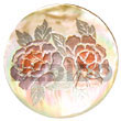 Handmade round 40mm MOP w/ handpainted design - floral/embossed Hand Painted Pendant