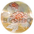 Handmade round 40mm MOP w/ handpainted design - floral/embossed Hand Painted Pendant