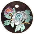 Handmade round 40mm hammershell velvet w/ handpainted design - Hand Painted Pendant