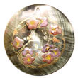 round 40mm blacklip w/ handpainted design - floral/embossed pend
