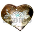 Handmade heart 50mm blacklip w/ handpainted design - floral/embossed Hand Painted Pendant