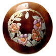 Handmade round 40mm blacktab w/ handpainted design - floral/embossed Hand Painted Pendant