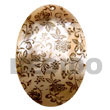 Handmade 50mm oval hammershell w/ handpainted design - floral/embossed Hand Painted Pendant