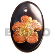 oval 30mm blacktab w/ handpainted design - floral/embossed penda