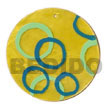 Handmade round yellow 50mm capiz shell w/ handpainted design Hand Painted Pendant