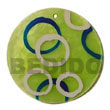 wood bangles round green 50mm capiz shell w/ handpainted design Hand Painted Pendant
