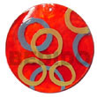 Handmade round red 50mm capiz shell w/ handpainted design Hand Painted Pendant