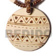 50mm round coco pendant w/ aztec burning design
