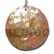 round brown lip cracking w/ resin backing 40mm pendants
