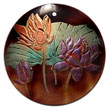 Handmade round 40mm blacktab w/ handpainted design - floral Hand Painted Pendant