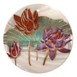 round 50mm kabibe shell w/ handpainted design - floral / embosse