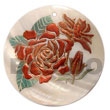 round 50mm kabibe shell w/ handpainted design - floral / embosse