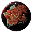 Handmade round 40mm blacktab w/ handpainted design - floral