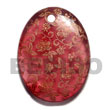 Handmade oval 45mm transparent maroon resin w/ handpainted design Hand Painted Pendant