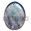 Handmade oval 45mm transparent gray  resin w/ handpainted Hand Painted Pendant