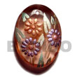 oval 35mmx25mm transparent brown resin w/ handpainted design - f