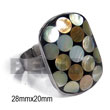 ring adjustable metal rectangular brown lip circles on black res