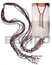 scarf necklace - 7 rows violet rainbow cut glass beads w/ tassle