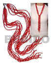 Handmade scarf necklace - 7 rows red glass beads Scarf Necklace
