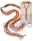 Handmade scarf necklace - 7 rows orange glass beads Scarf Necklace