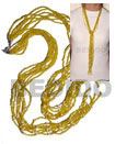 Handmade scarf necklace - 7 rows yellow glass beads Scarf Necklace