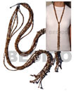 Handmade scarf necklace - 6 rows brown/gold cut glass Scarf Necklace