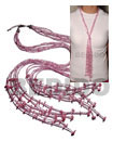 Handmade scarf necklace - 6 rows pink/white cut glass Scarf Necklace