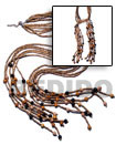 scarf necklace - 6 rows 2-3mm coco heishe tiger w/ 8mm asstd. ro