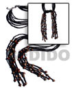 scarf necklace - 6 rows 2-3mm coco heishe black w/ 8mm asstd. ro
